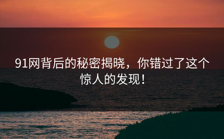 91网背后的秘密揭晓，你错过了这个惊人的发现！  第1张